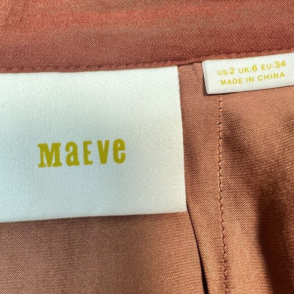 Anthropologie Maeve Metallic Skirted Pants Silk Legging Mesh Skirt Copper 2 - Picture 6 of 14